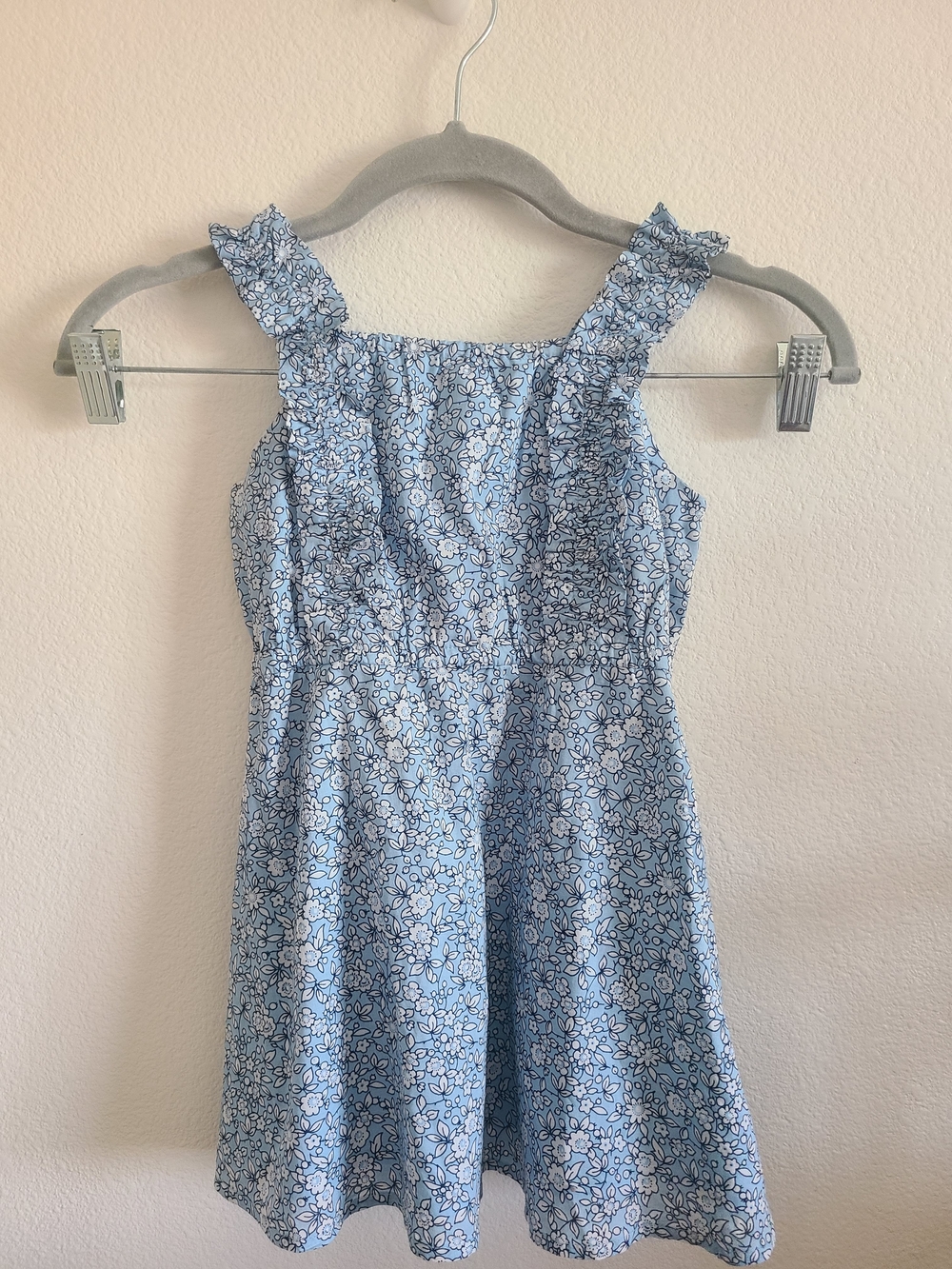 J. Crew Factory Light Blue Floral Ruffle-Strap Dress